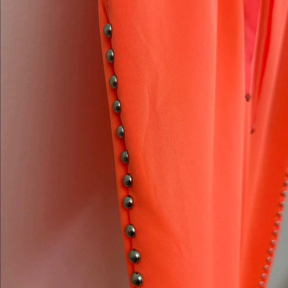 Women's Orange Studded Moto Jogger Set